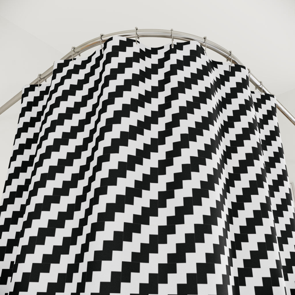 Black and White Houndstooth Shower Curtain