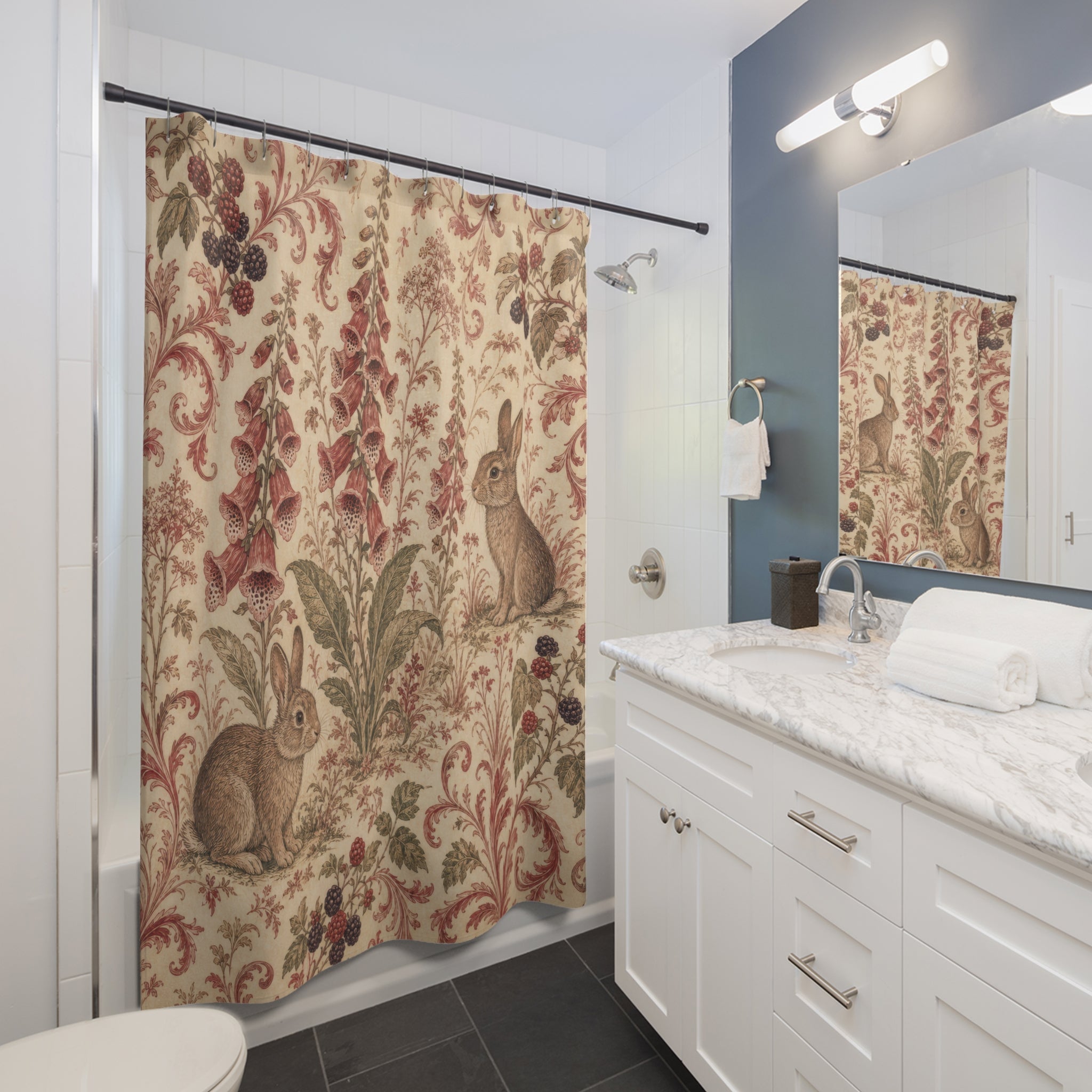 Rabbit Toile Shower Curtain