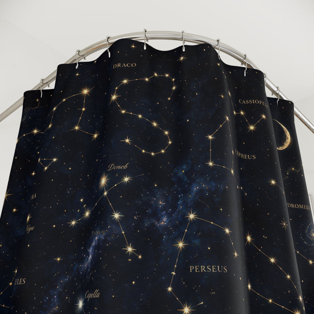 Constellation Shower Curtain: Navy Star Map
