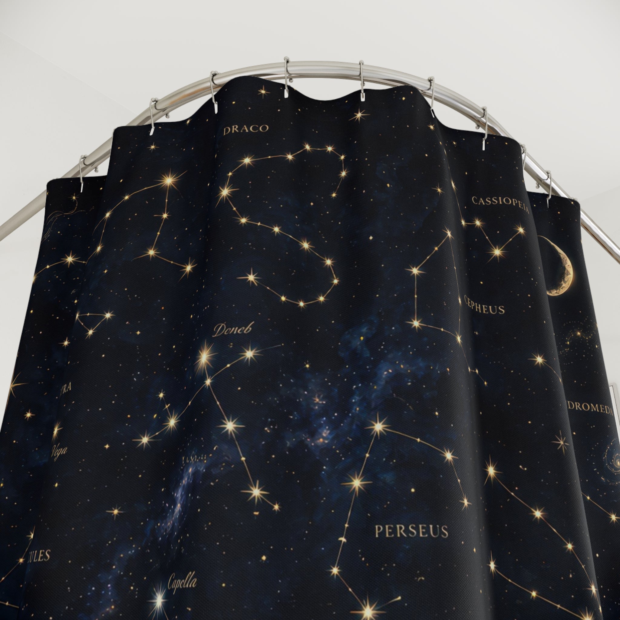 Constellation Shower Curtain: Navy Star Map