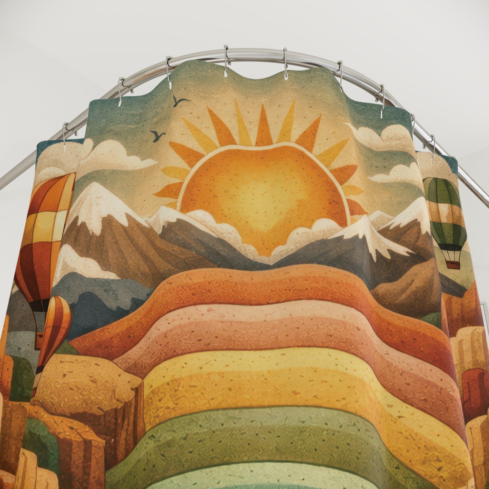 Rainbow Mountain Shower Curtain – Earth Tone Adventure