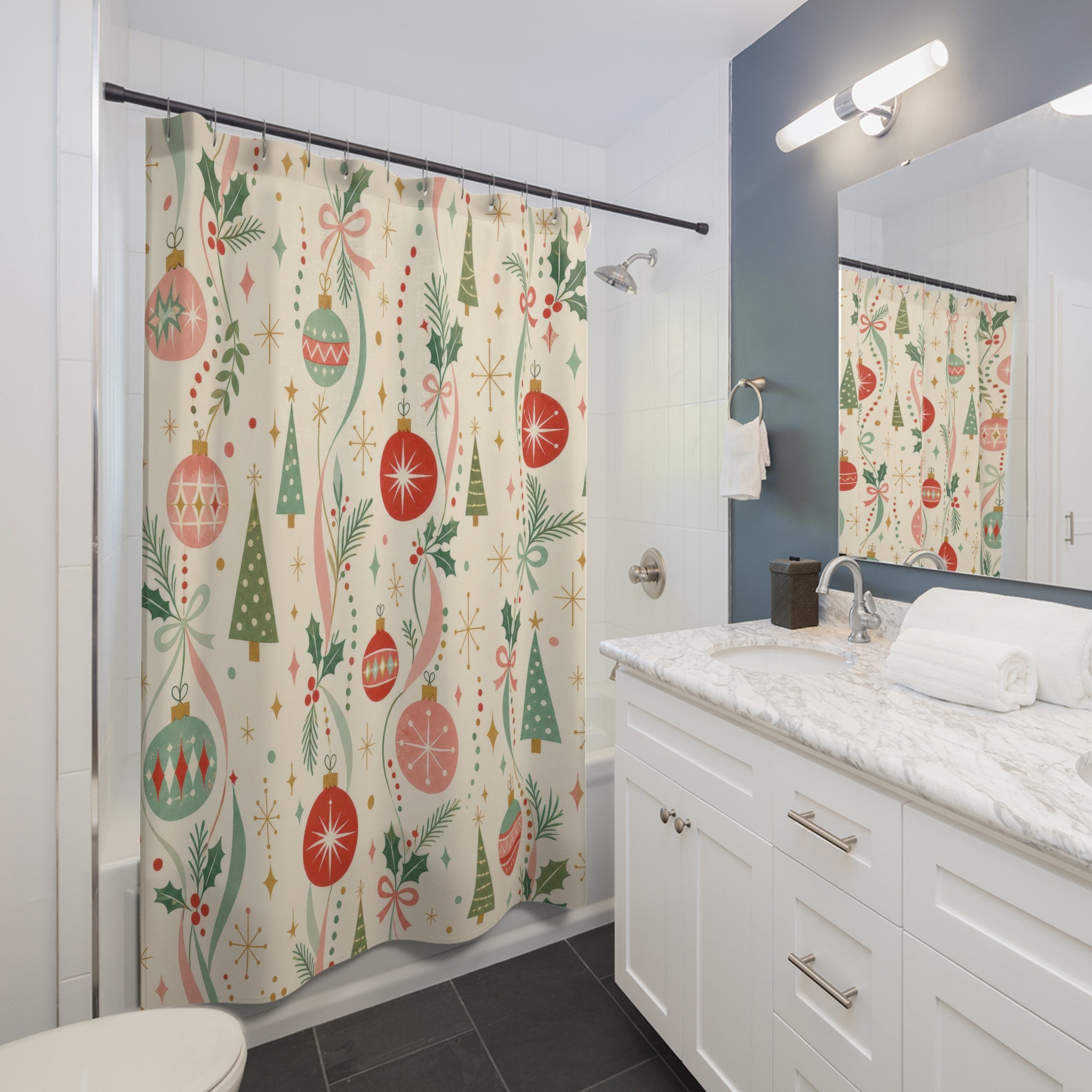 Retro Christmas Shower Curtain