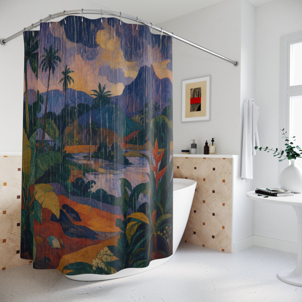 Monsoon Rain Landscape Print Shower Curtain