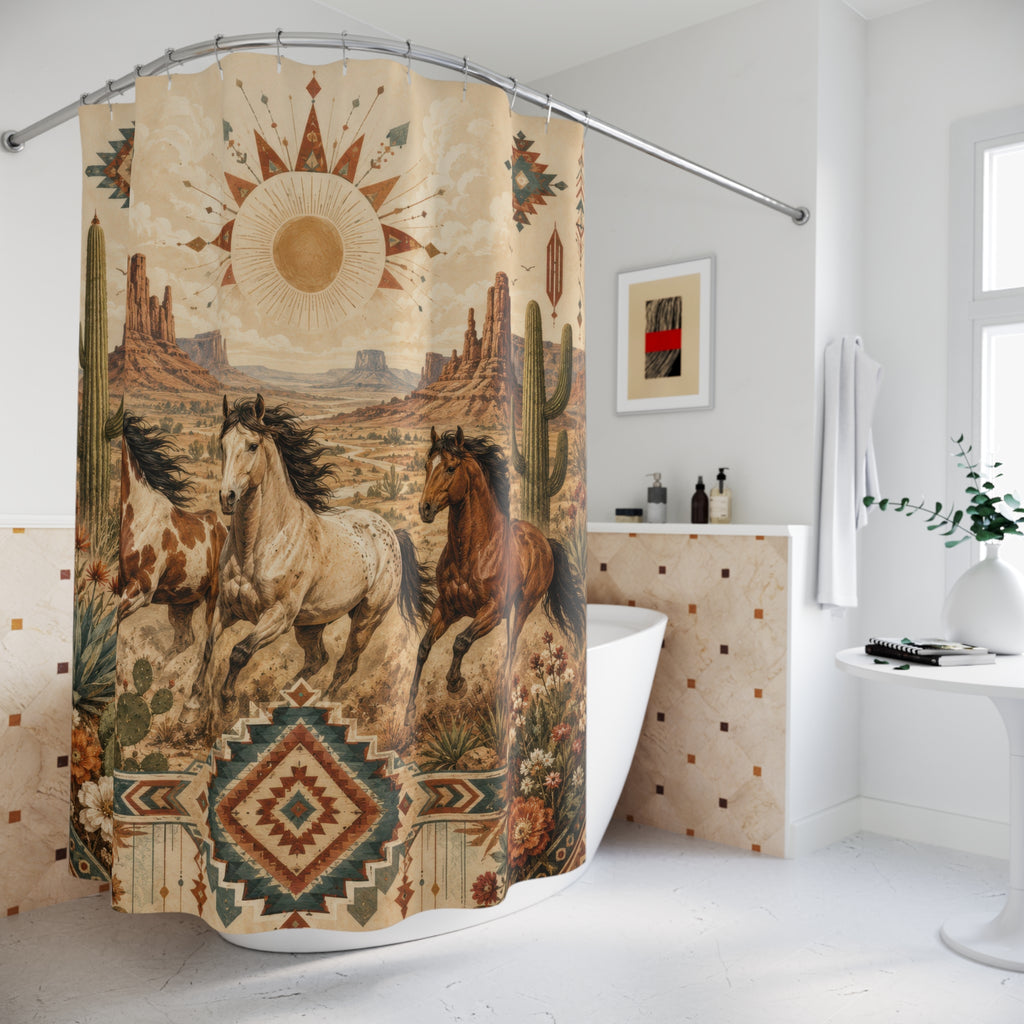 Western Shower Curtain: Southwestern Horse Desert
