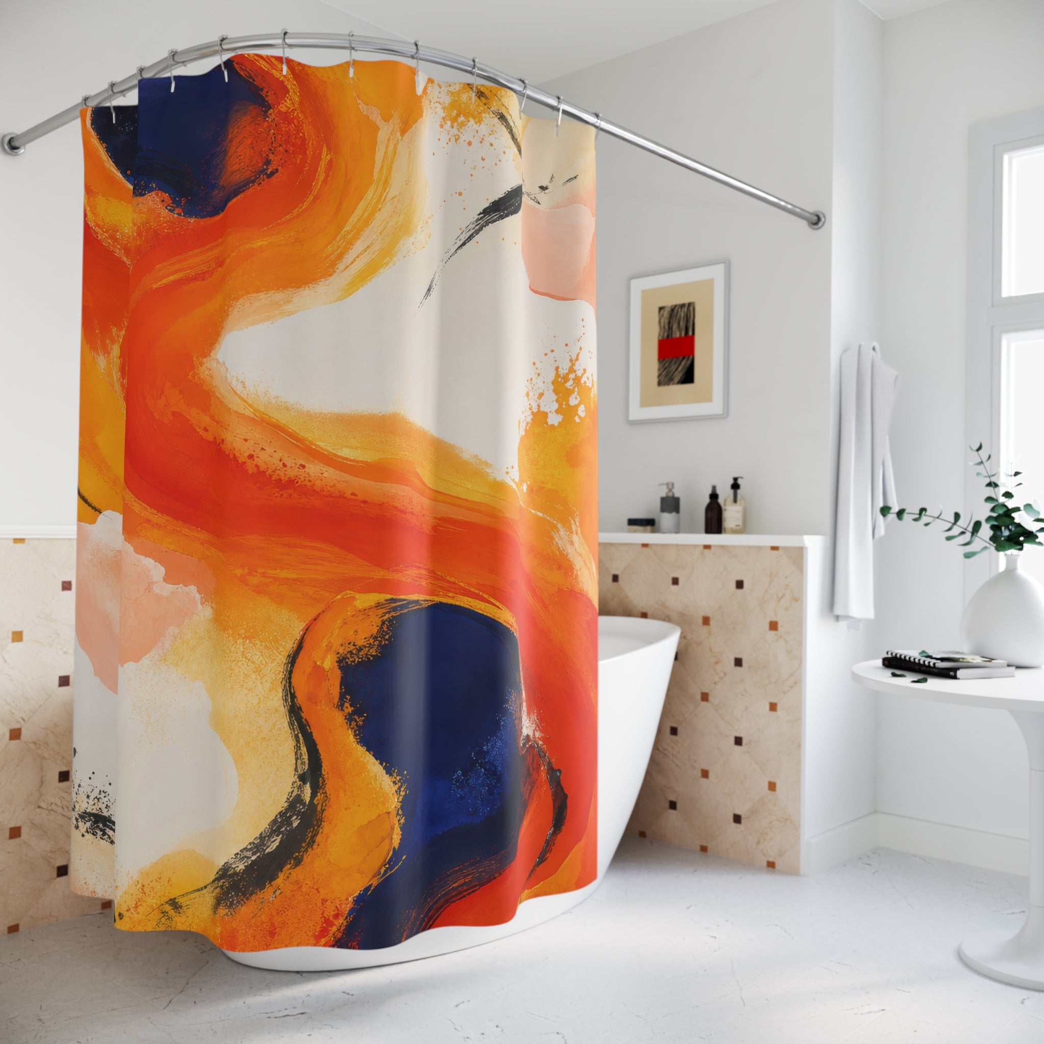 Vermilion Current Orange Shower Curtain
