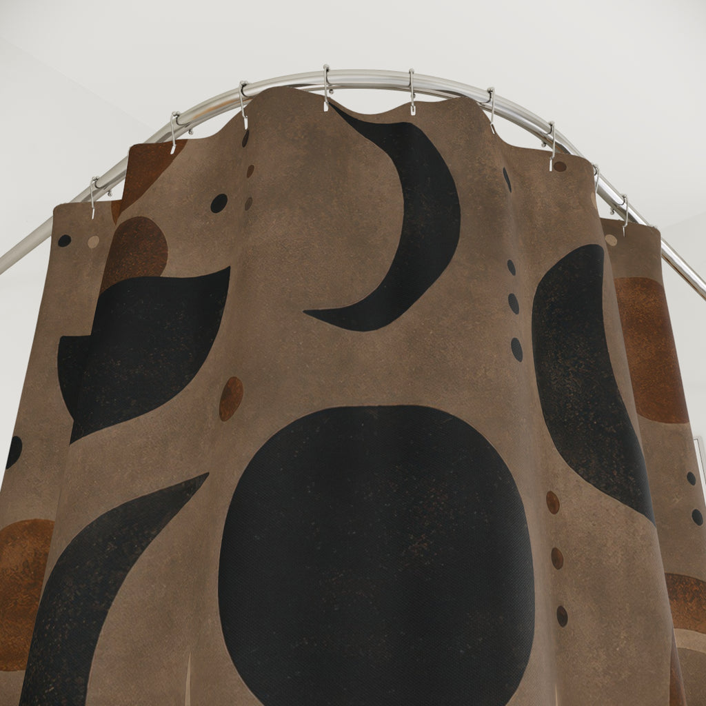 Black Brown Moon Phase Circle Shower Curtain