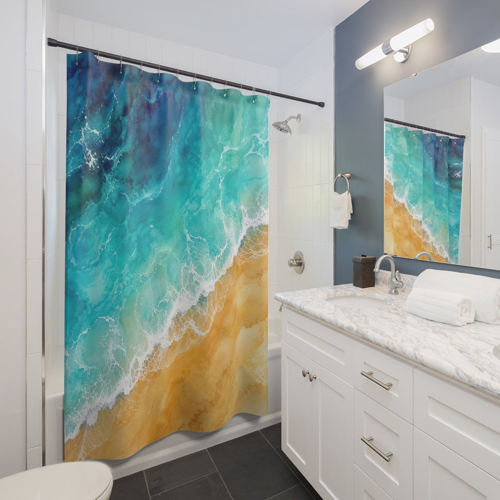 Aerial Turquoise Beach Shower Curtain