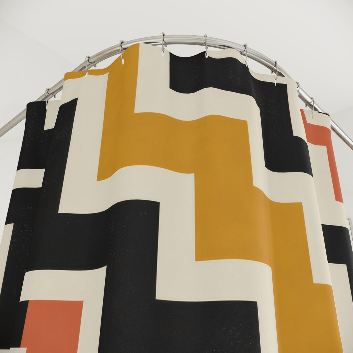 Mustard Stepped Labyrinth Zigzag Shower Curtain