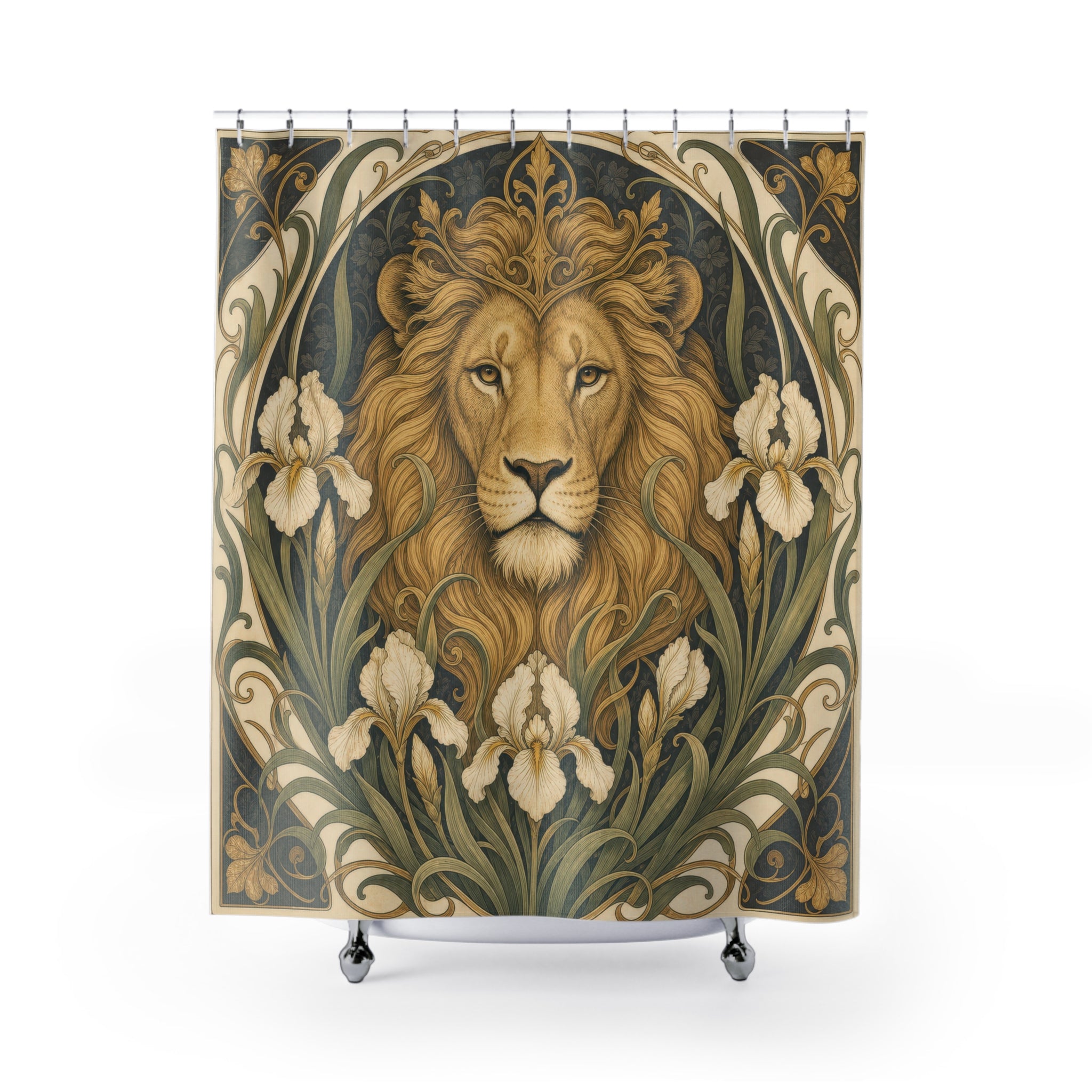 Art Nouveau Floral Animal Portrait Shower Curtain
