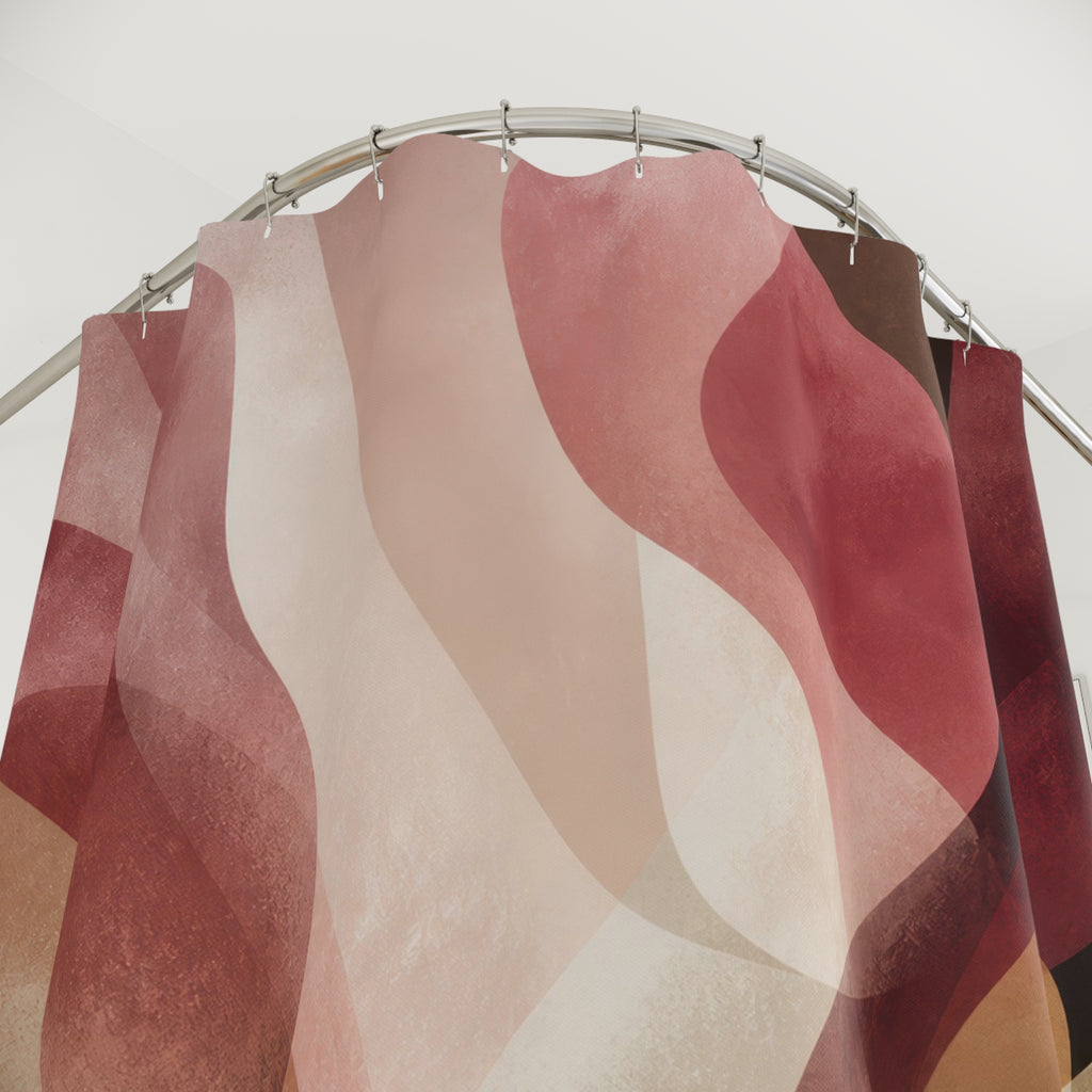 Burgundy Olive Abstract Flow Shower Curtain