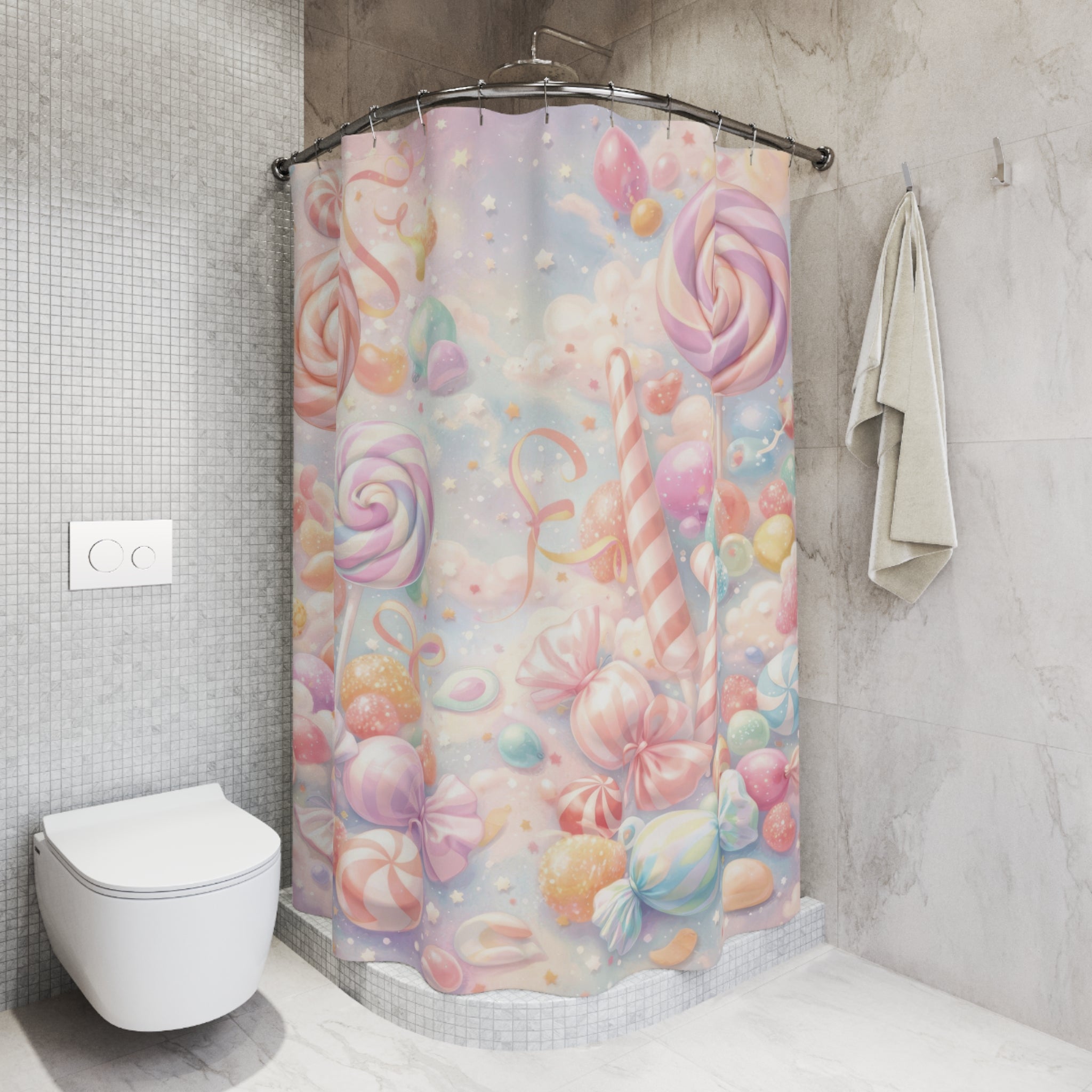 Kids Candy Shower Curtain – Rainbow Lollipop