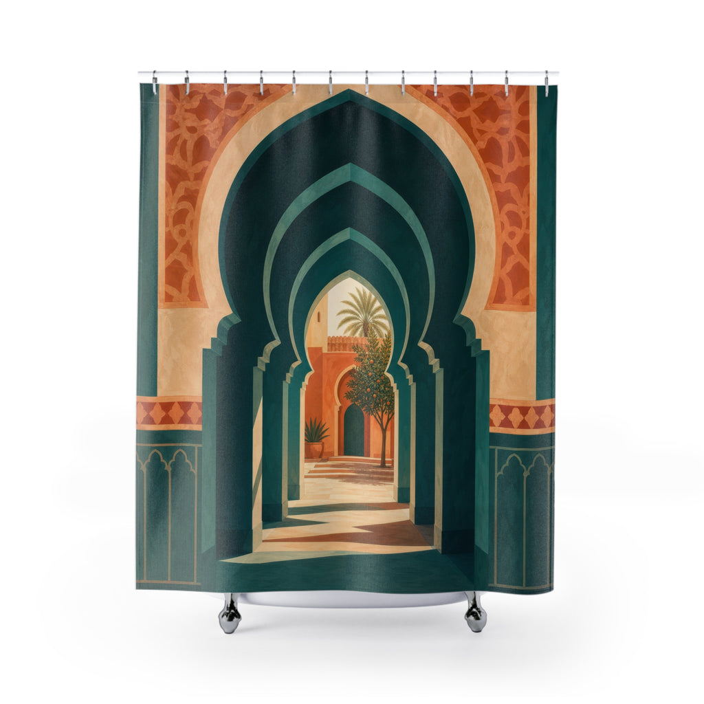 Teal Moroccan Arch Shower Curtain