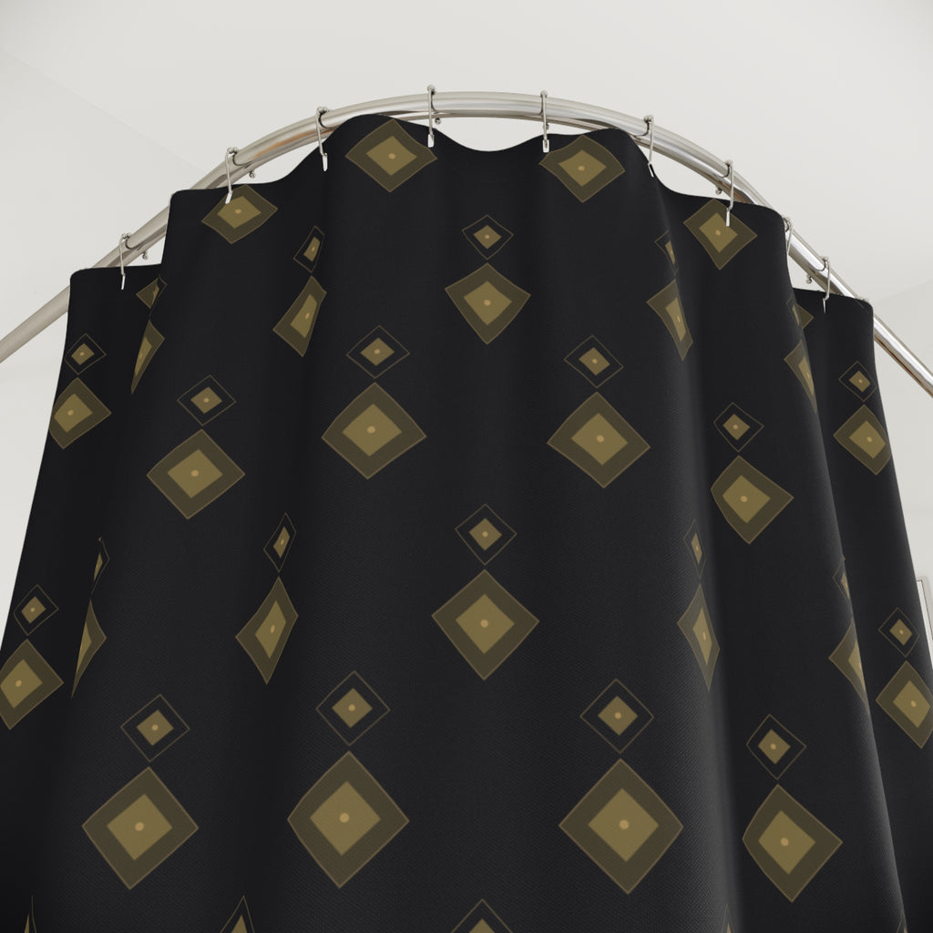 Black and Gold Art Deco Diamond Shower Curtain
