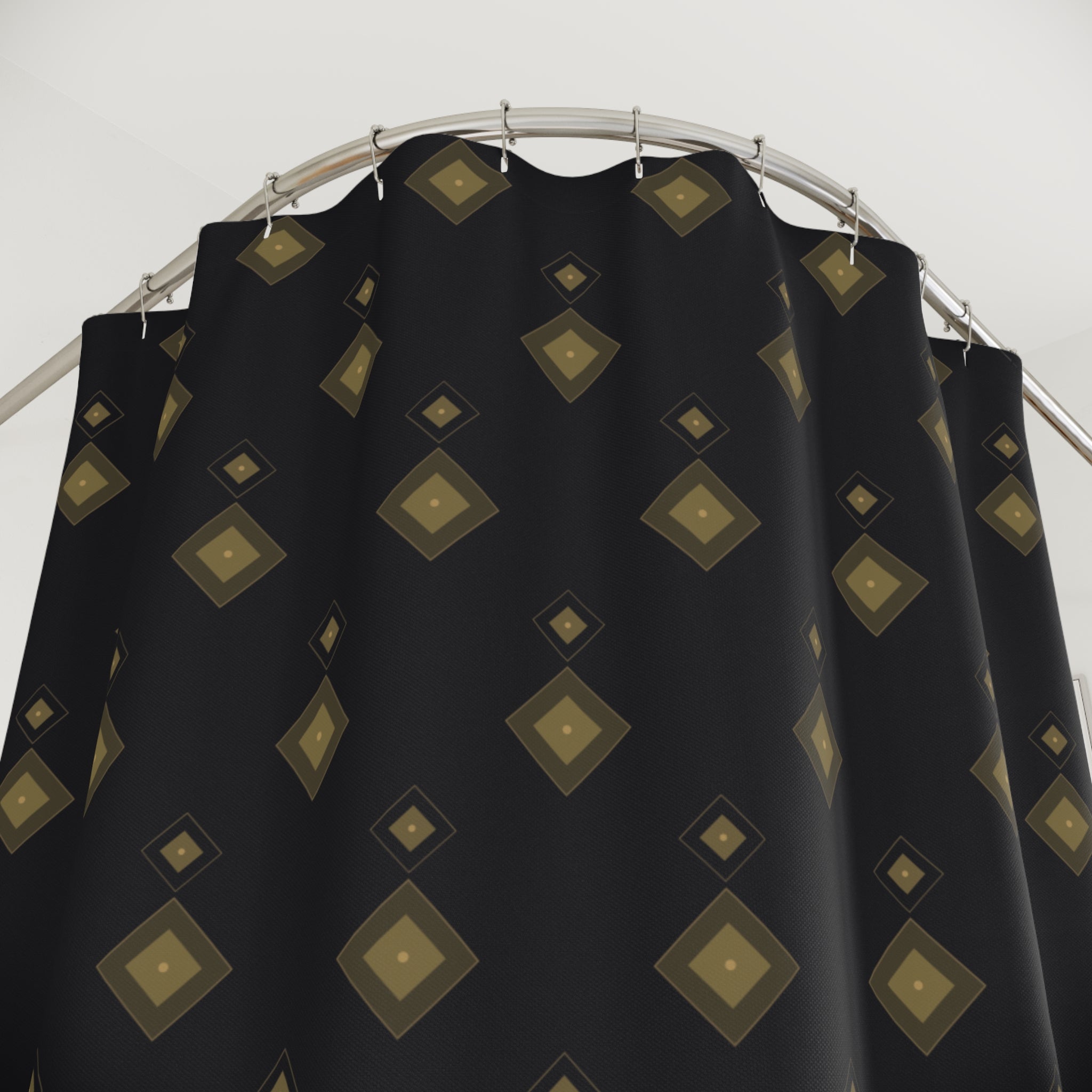 Black and Gold Art Deco Diamond Shower Curtain