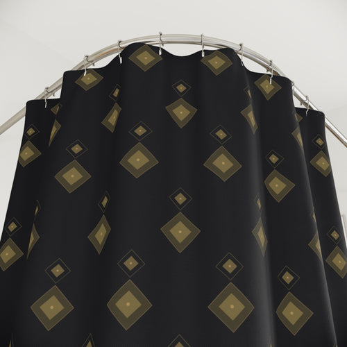 Black and Gold Art Deco Diamond Shower Curtain