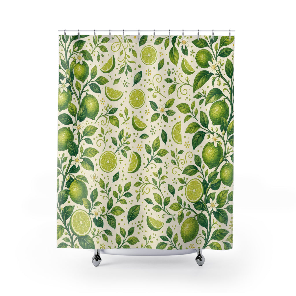 Lime Citrus Green Botanical Shower Curtain