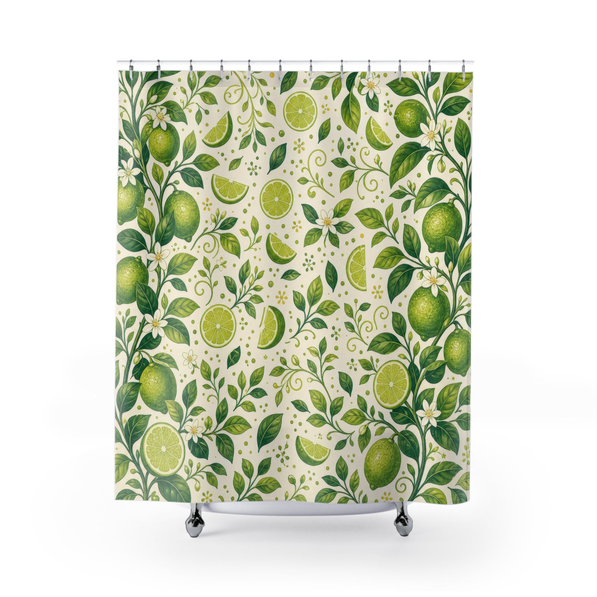 Lime Citrus Green Botanical Shower Curtain