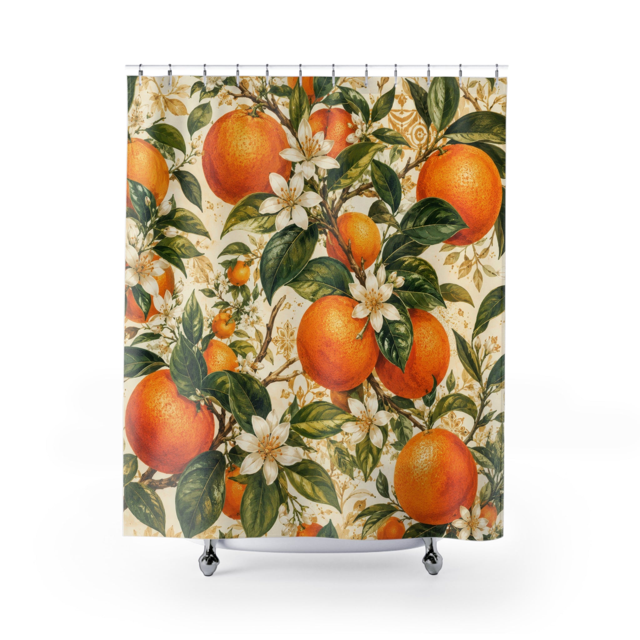 Orange Fruit Shower Curtain: Citrus Botanical