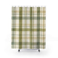 Moss Cream Farmhouse Check Shower Curtain