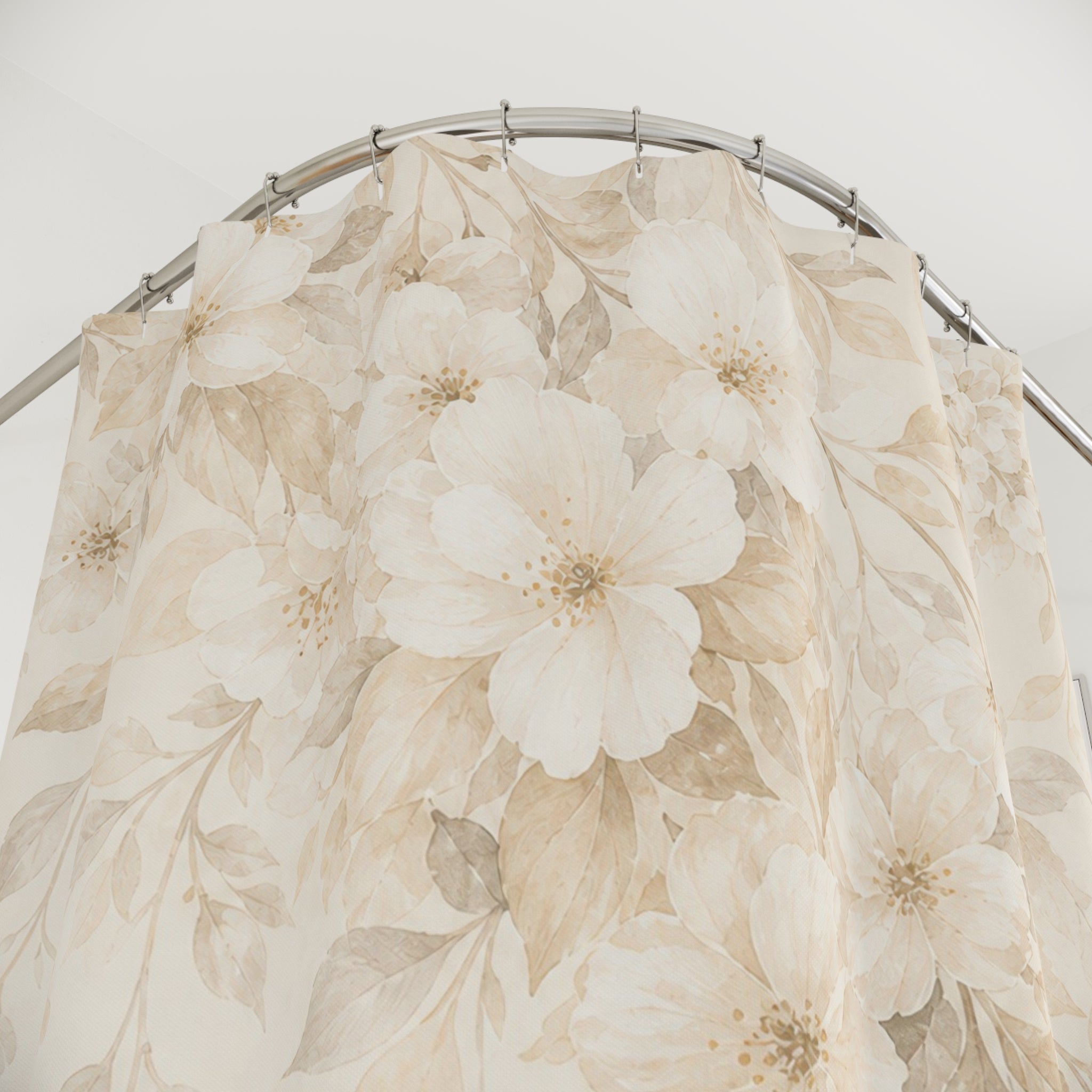 Beige Cascading Flower Shower Curtain