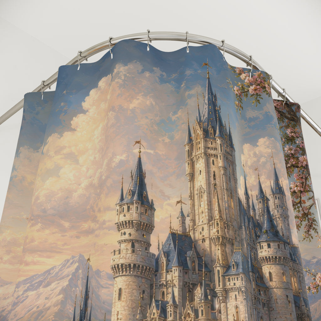 Castle Shower Curtain: Fairy Tale Mountain Lake