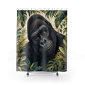 Unique Funny Gorilla Shower Curtain, Jungle Animal Portrait Art, Green Tropical Bathroom Decor, Tropical Wall Guest Bath Gift For Home
