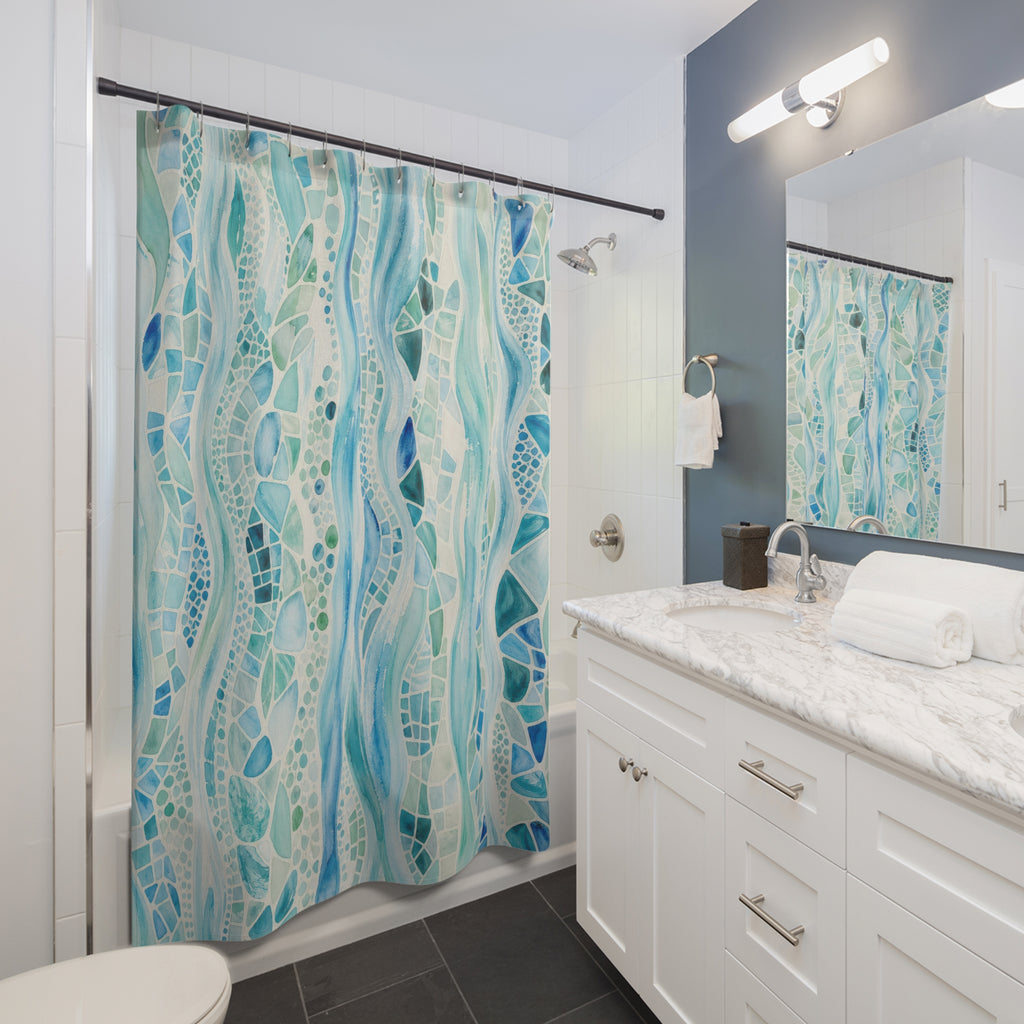 Blue Abstract Shower Curtain