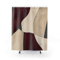Burgundy Abstract Red and White Shower Curtain
