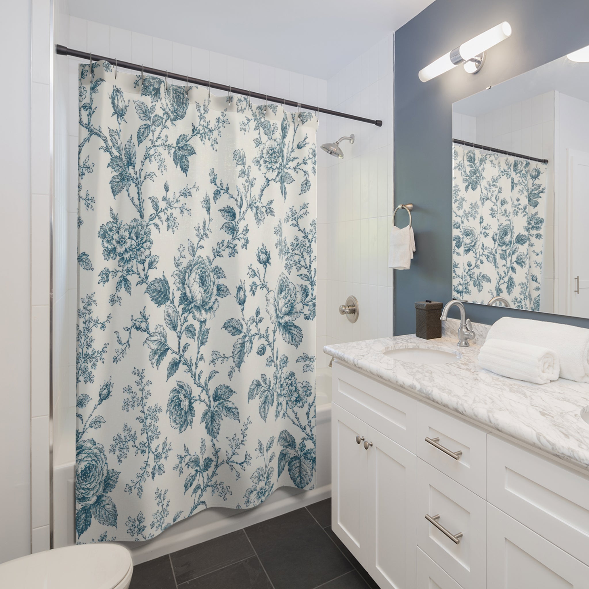 Toile Rose Branch Shower Curtain
