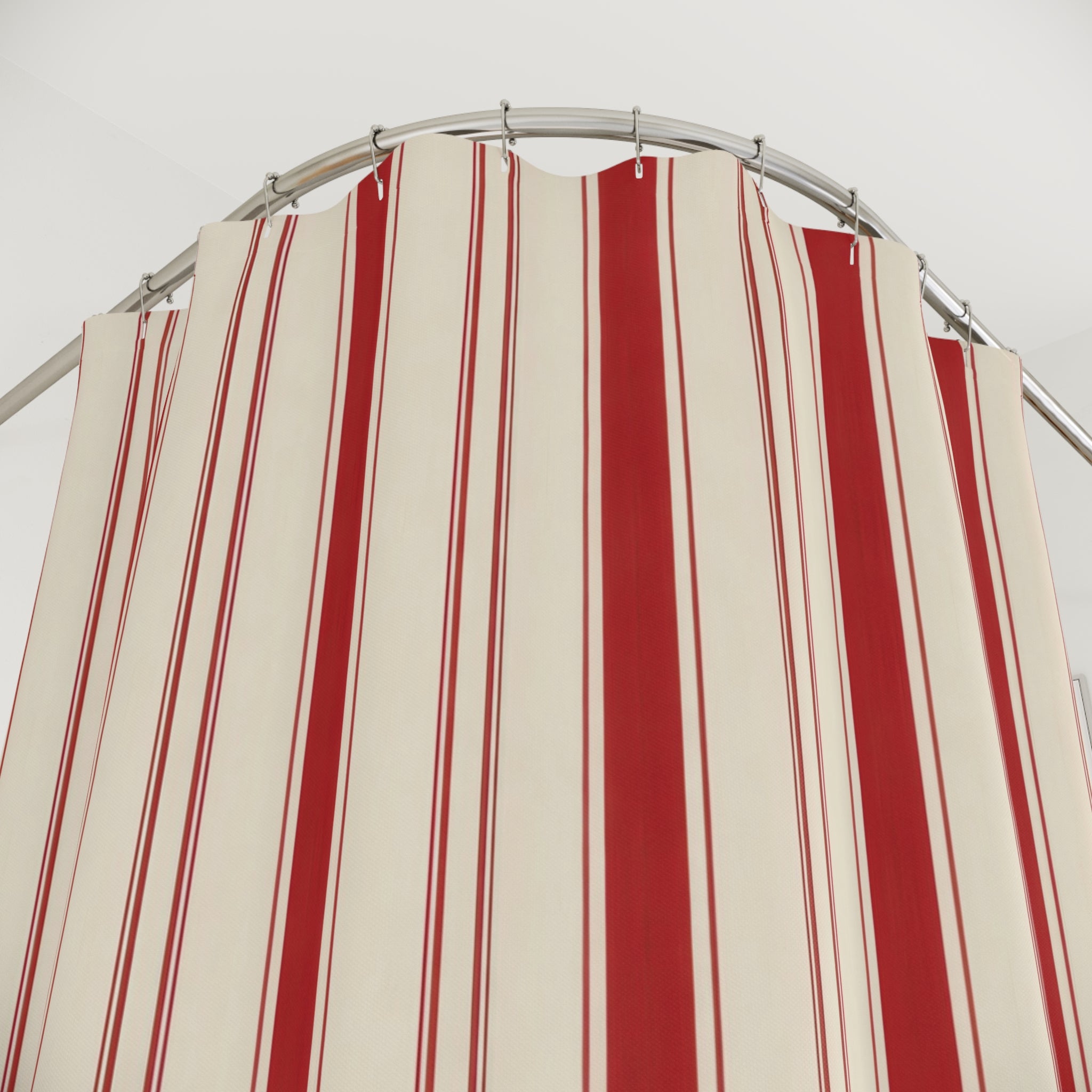 Red and White Striped Shower Curtain: Vintage Hotel Stripe