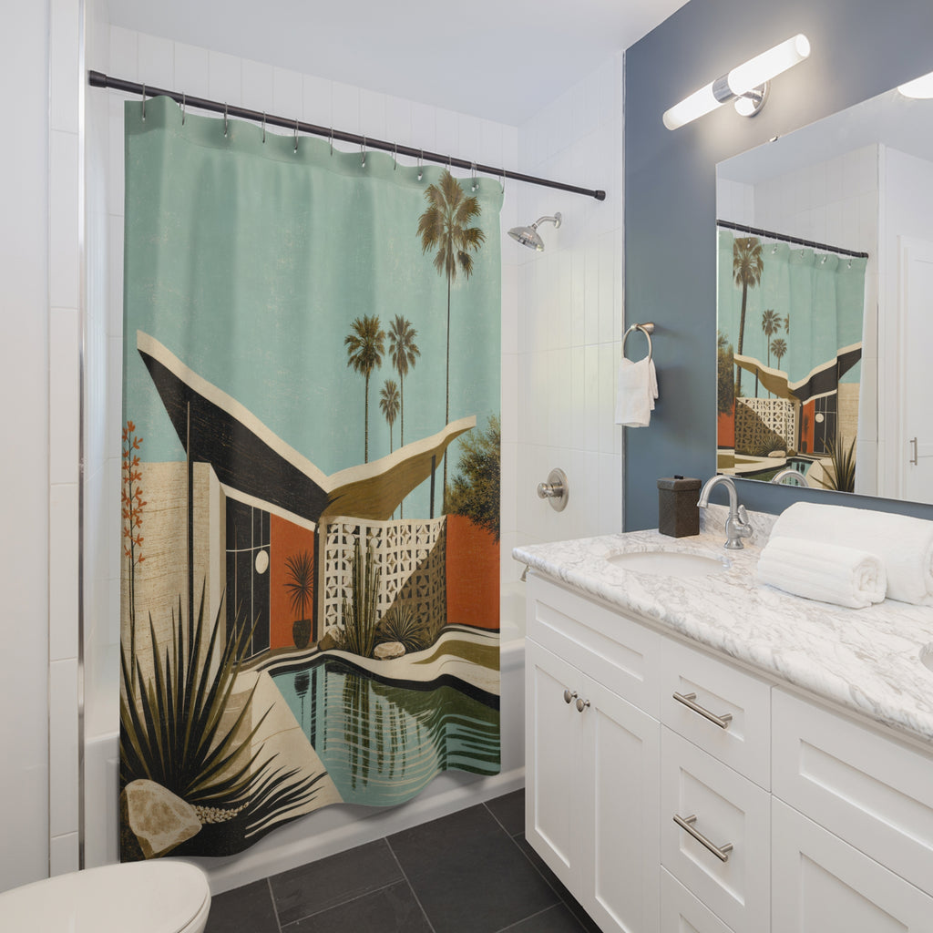 Butterfly Roof Mid Century Style Shower Curtain