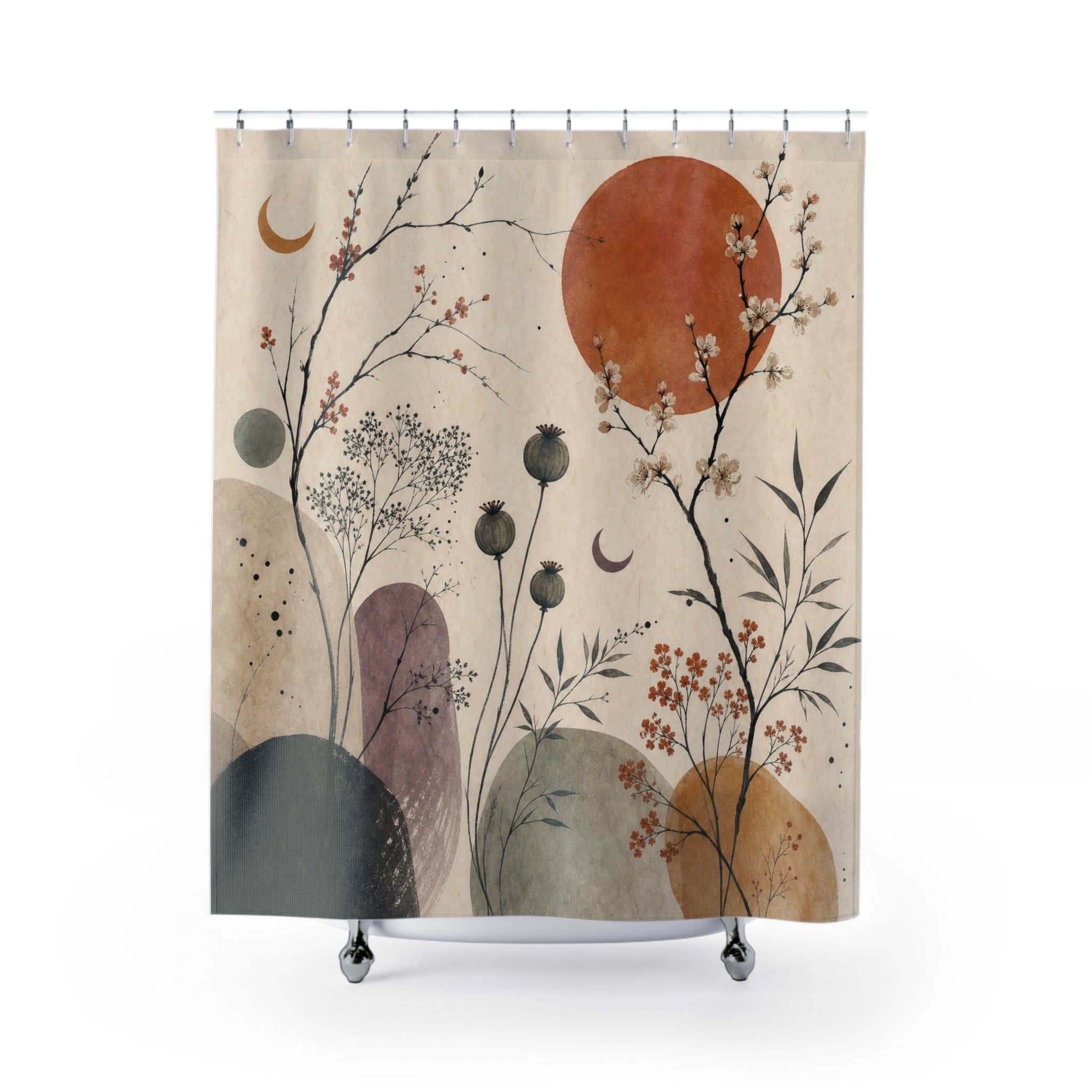 Boho Moon Sun Disk Shower Curtain