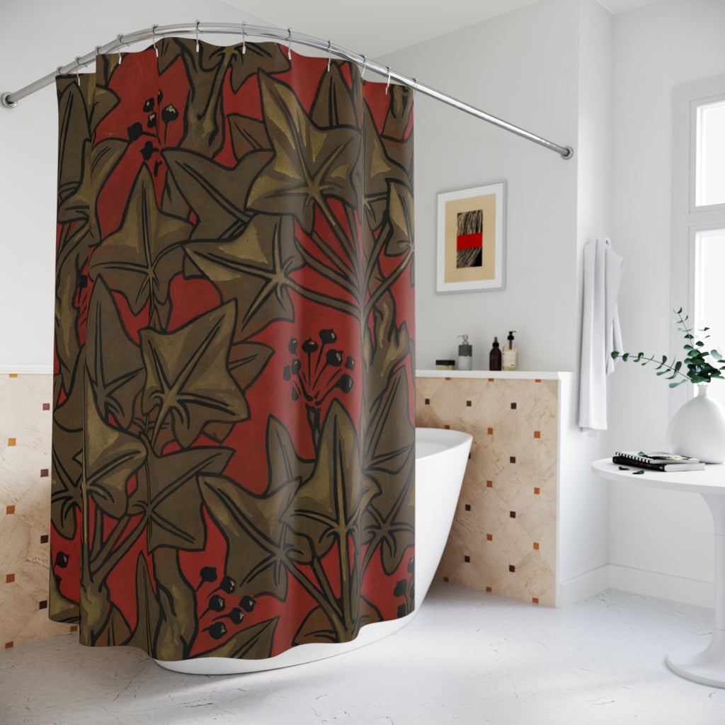 Mackmurdo Ivy Shower Curtain – 1880s Red Botanical