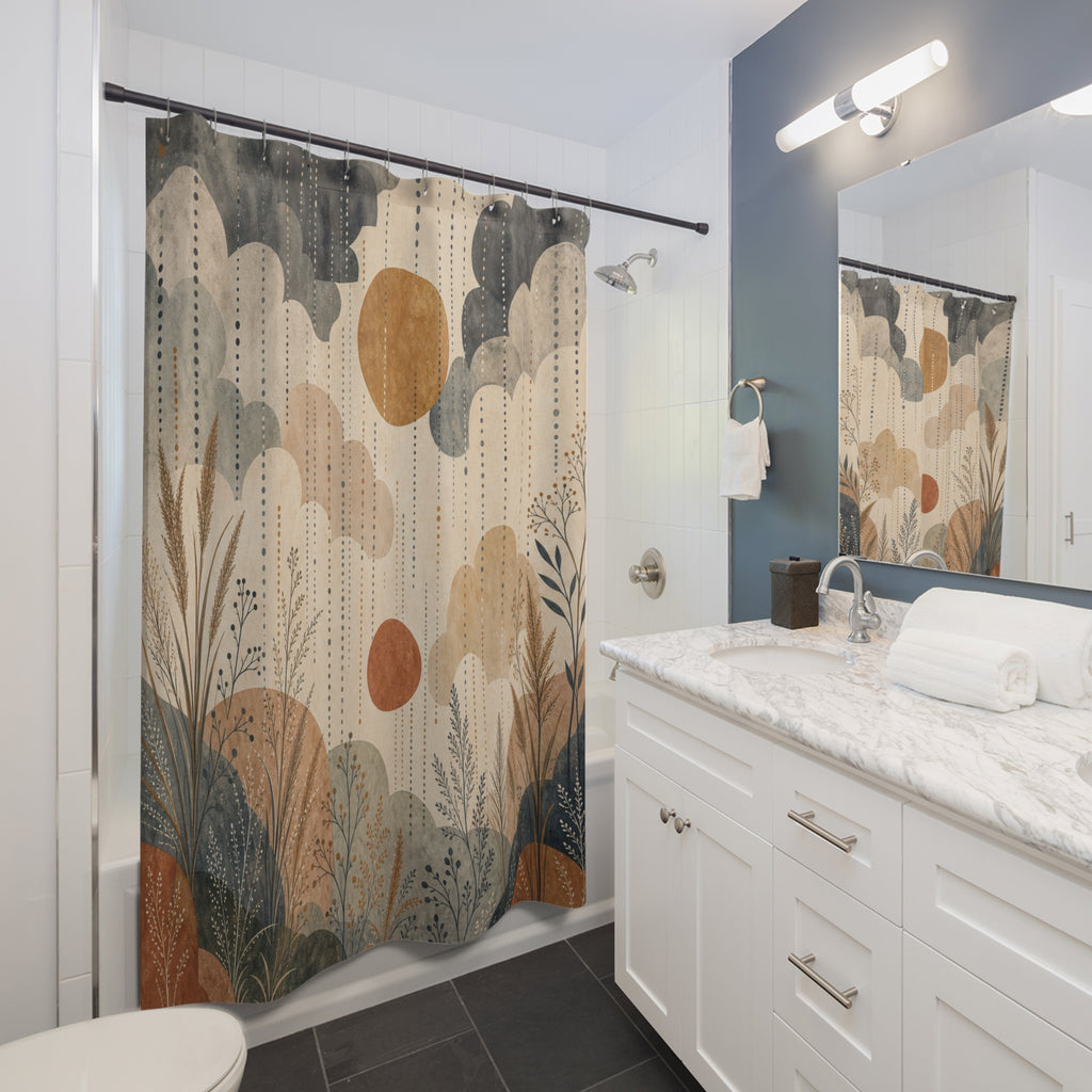 Neutral Cloud Sun Shower Curtain
