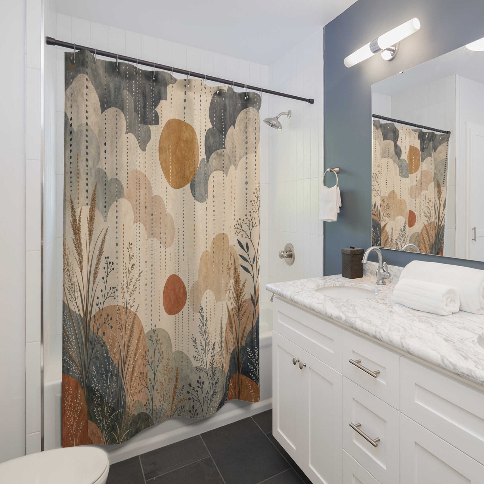 Neutral Cloud Sun Shower Curtain