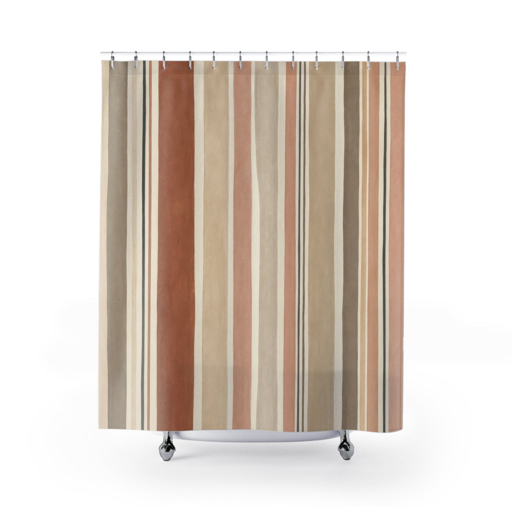 Rust Blush Vertical Stripe Shower Curtain