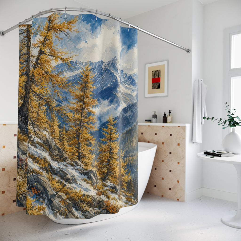 Drybrush Larch Mountain Slope Shower Curtain