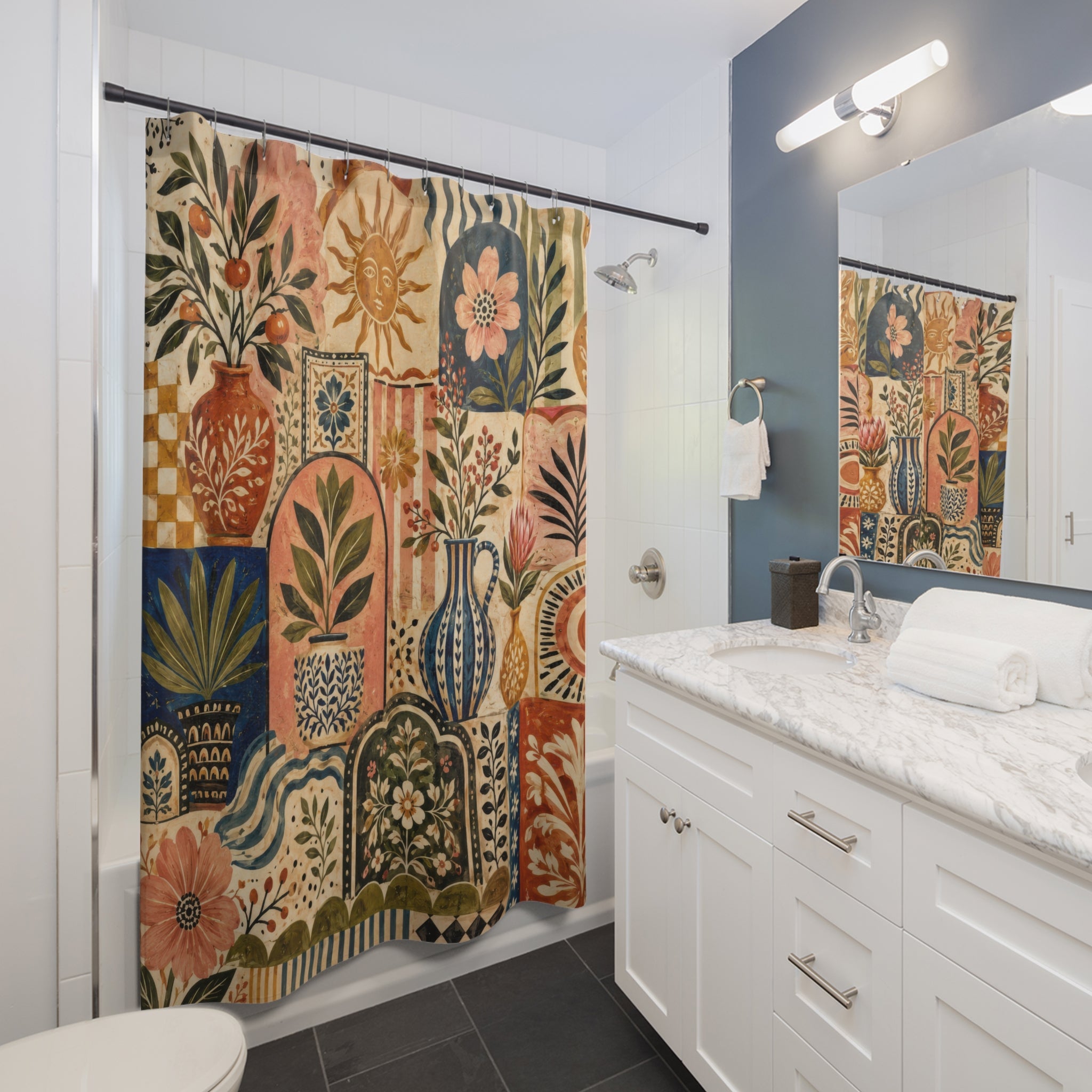 Eclectic Shower Curtain: Boho Florals