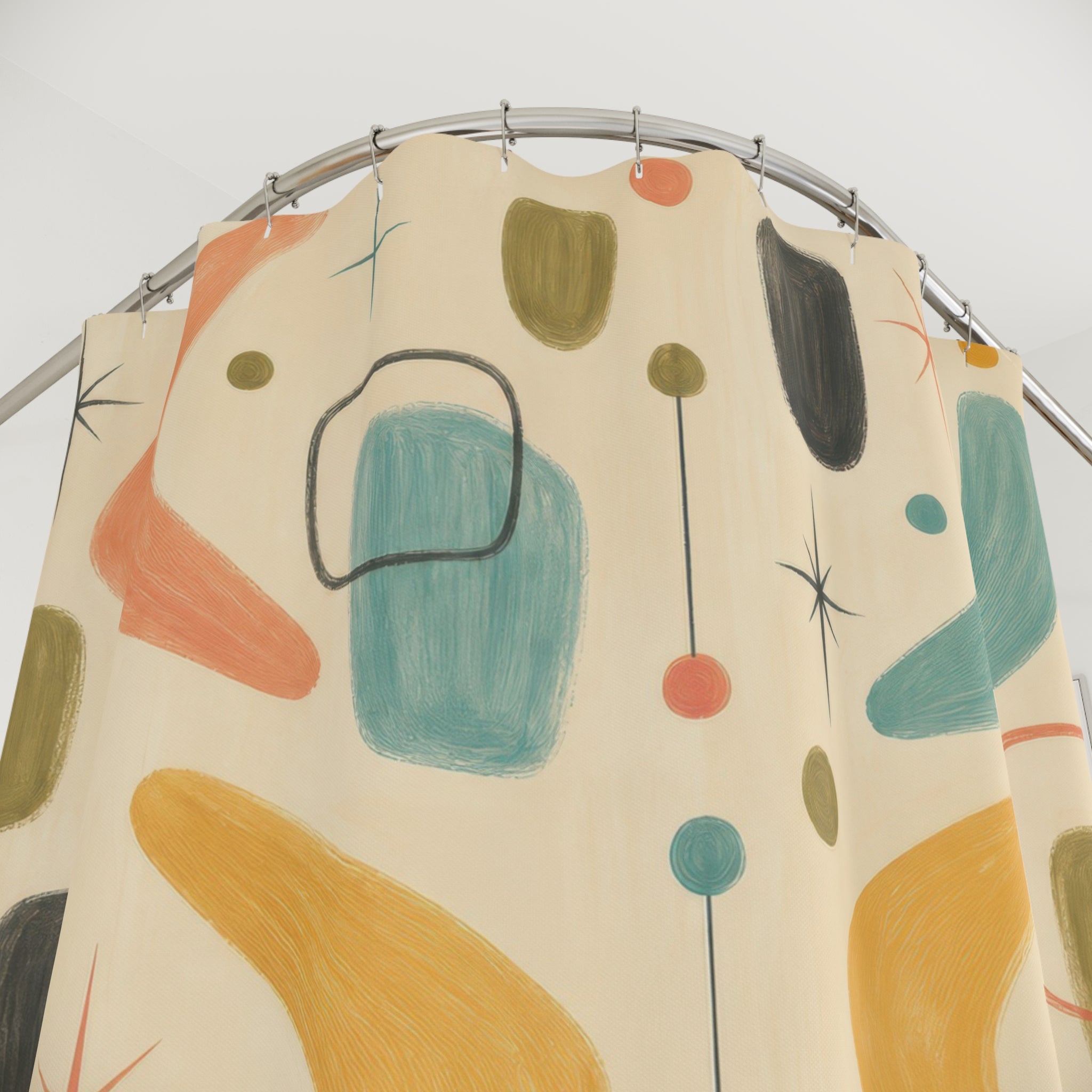 Retro Atomic Mid Century Shower Curtain: Retro Atomic Shower C
