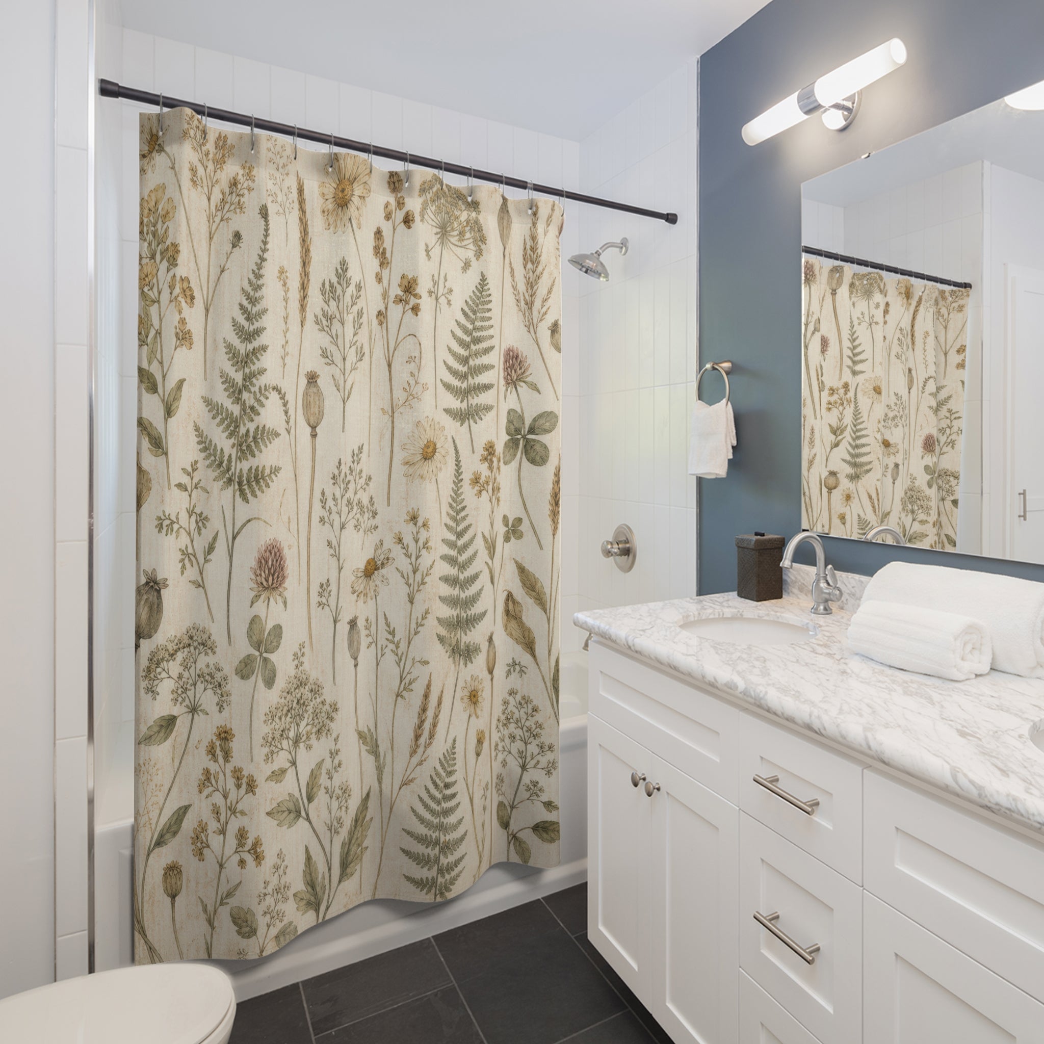 Pressed Herbarium Botanical Shower Curtain
