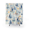 Navy Sailboat Shower Curtain