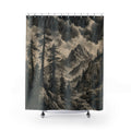 Black White Mountain Engraving Print Shower Curtain