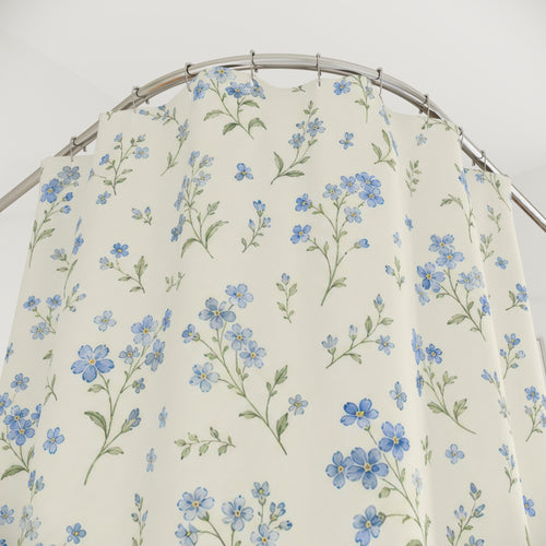 Blue Ditsy Floral Shower Curtain