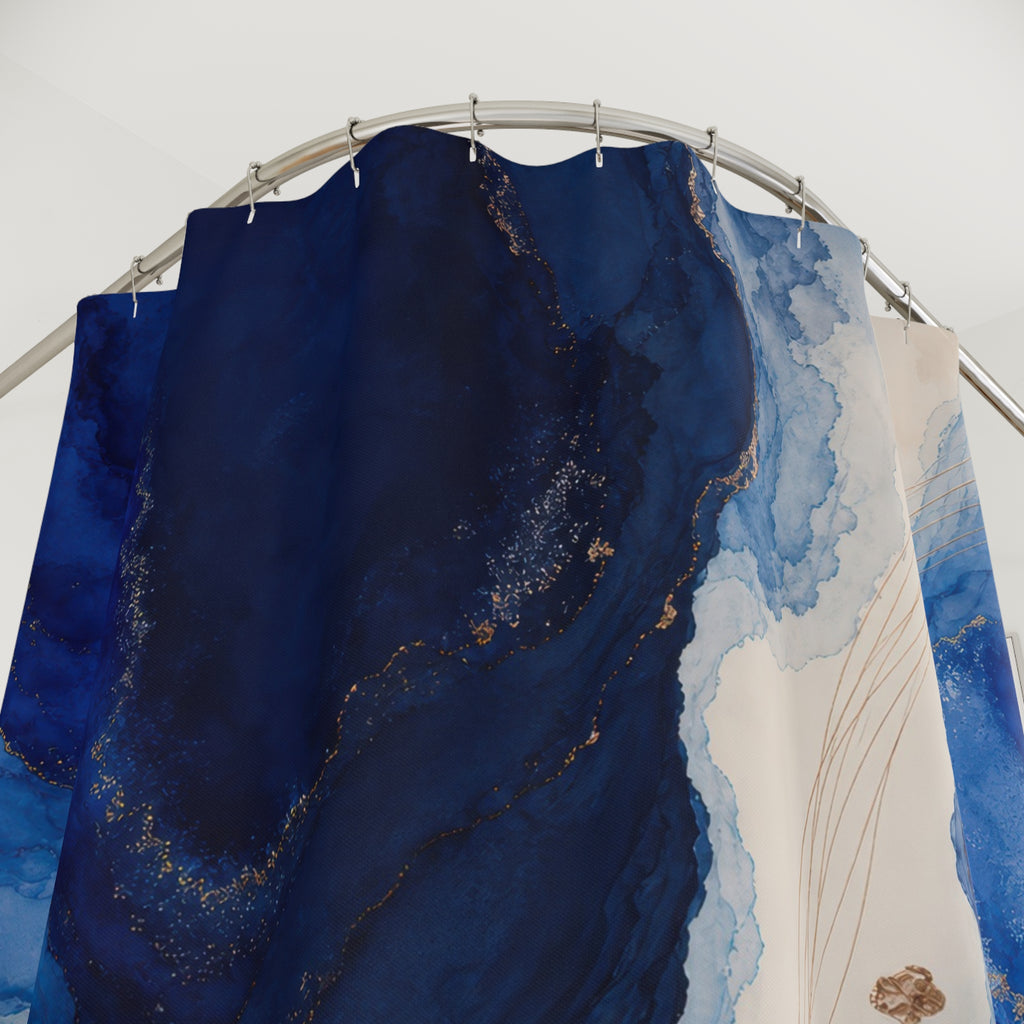 Ultramarine Tidal Forms Navy Blue Shower Curtain