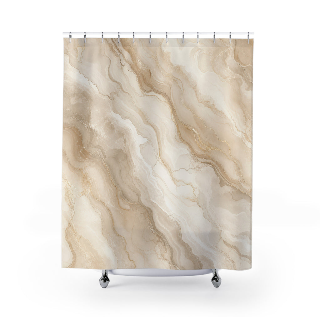 Flowing Marble Stone Shower Curtain