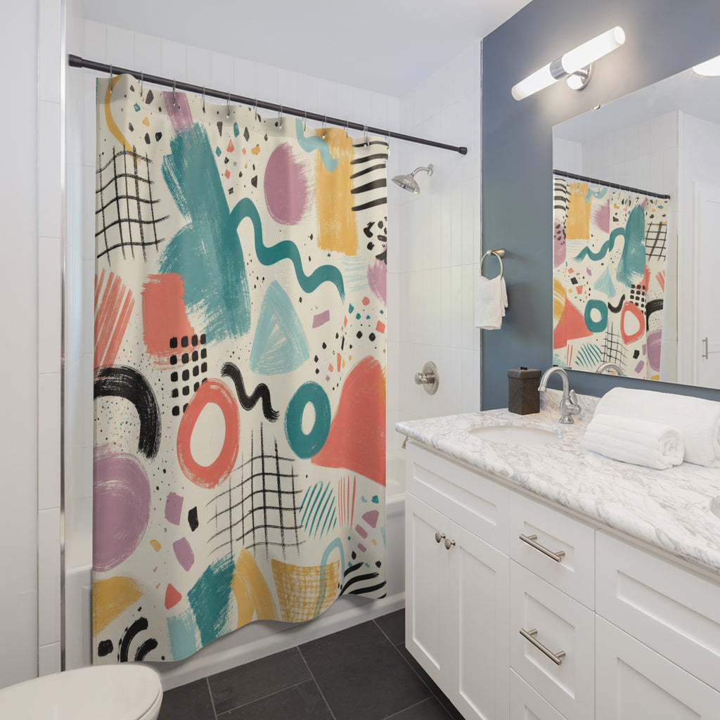 80s Abstract Shower Curtain