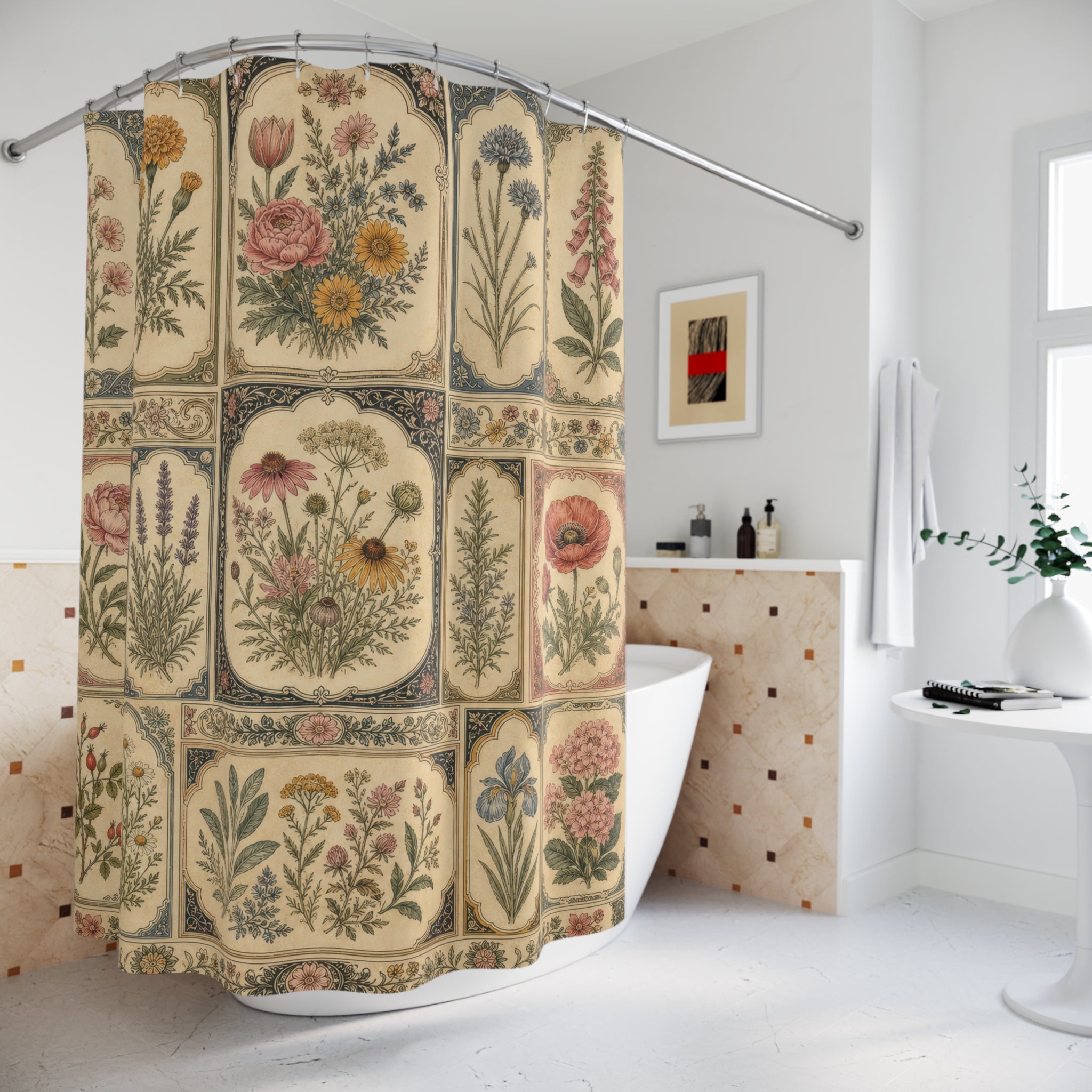 Unique Vintage Floral Shower Curtain