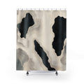 Cream Gray Topographic Black Abstract Shower Curtain