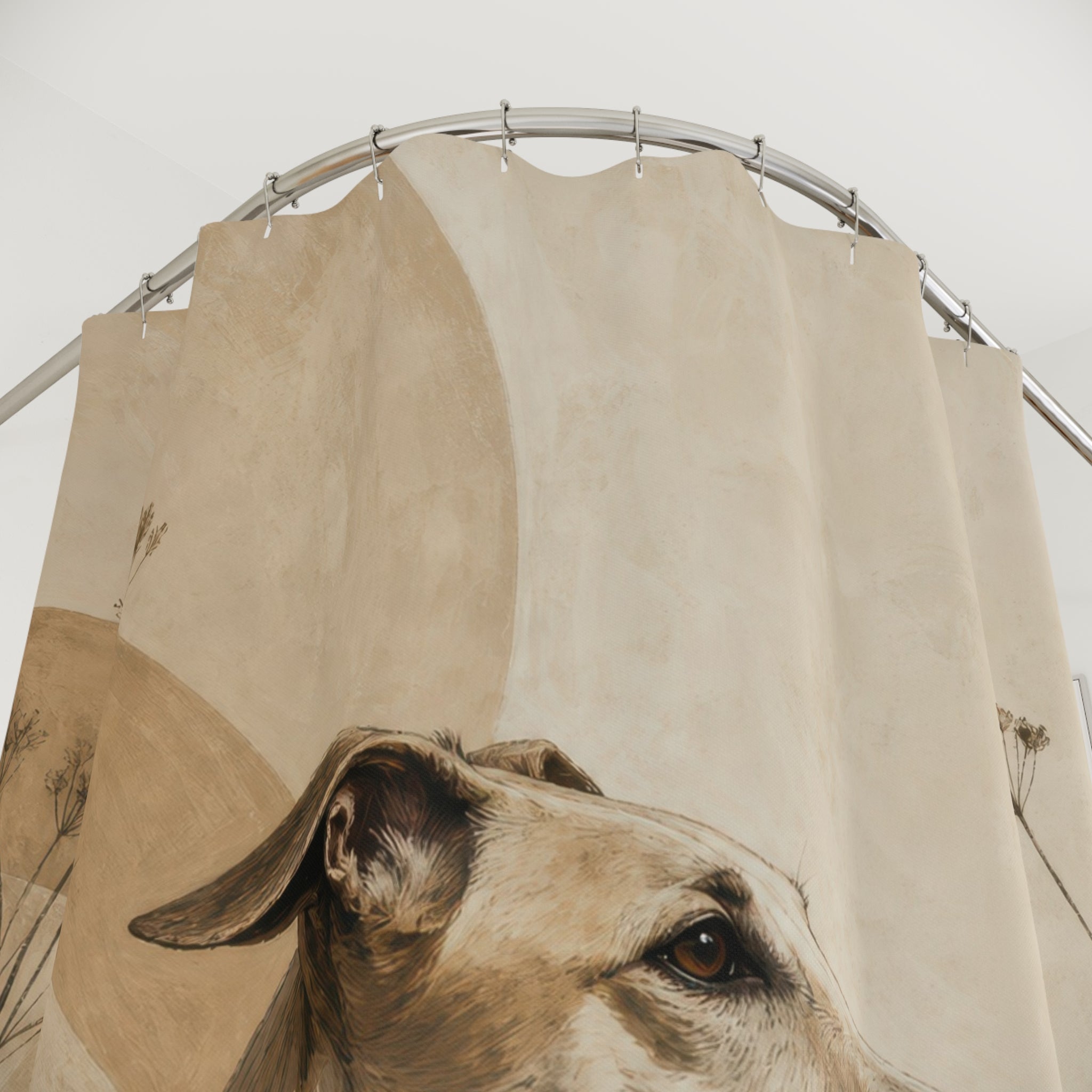Sandstone Sighthound Beige Dog Shower Curtain