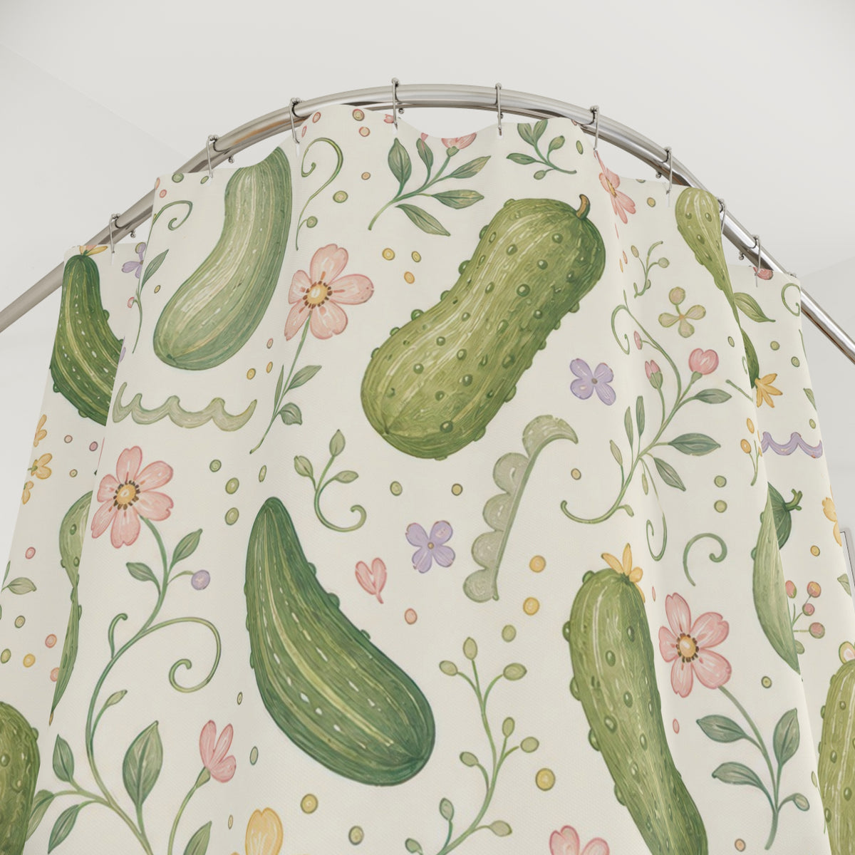 Cute Pickle Green Shower Curtain
